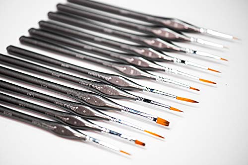 Miniatures Paint Brush Set - 12pc with Included Case and Mini Palette. Tiny Professional Fine Detail Brushes, Detailing Paint kit for Acrylic, Watercolor - Scale Models, Art, Paint by Numbers Kit